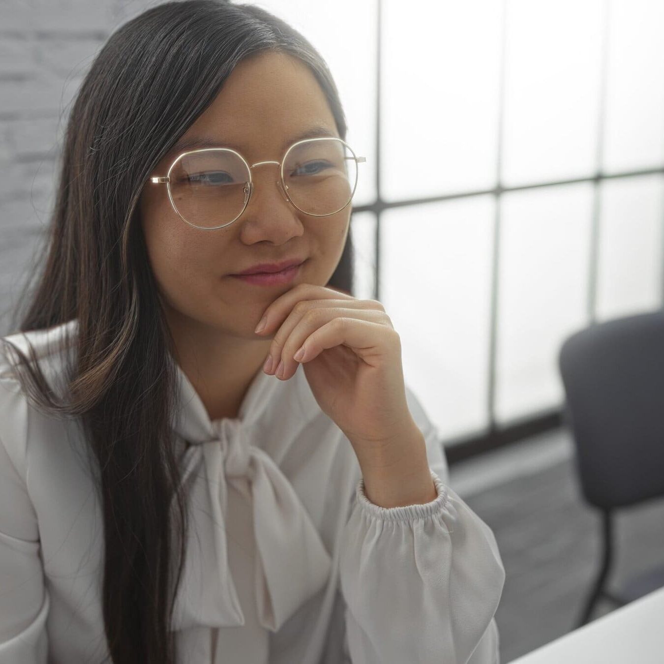 Woman,Working,In,Modern,Office,Environment,,Displaying,Focus,And,Professionalism,