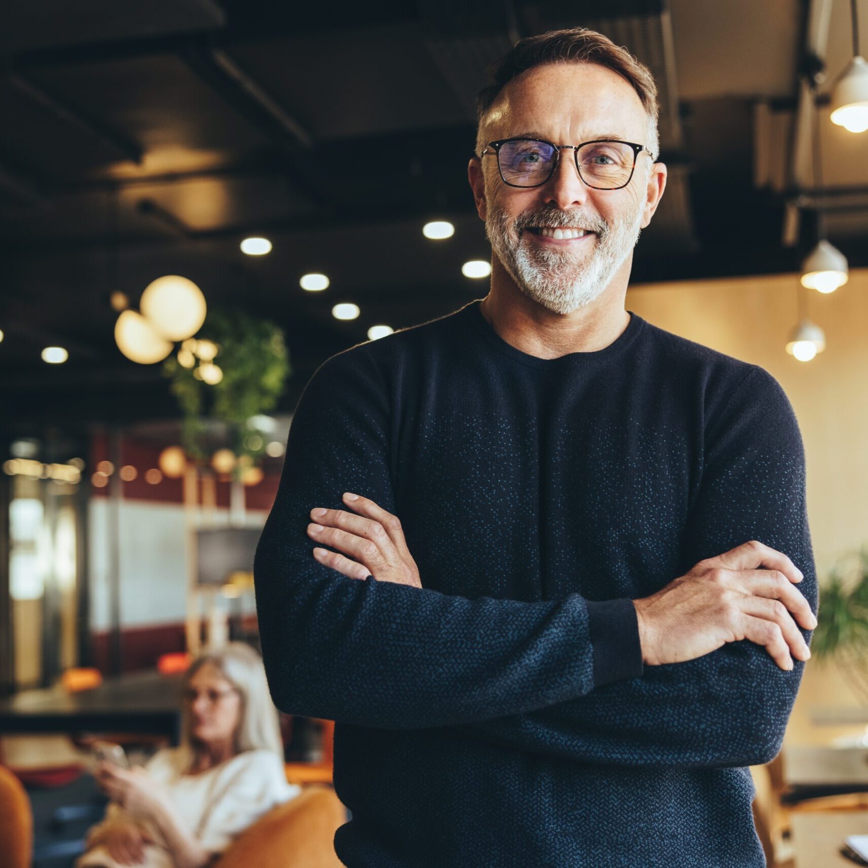 Mature,Businessman,Standing,In,A,Co-working,Space.,Happy,Mature,Businessman