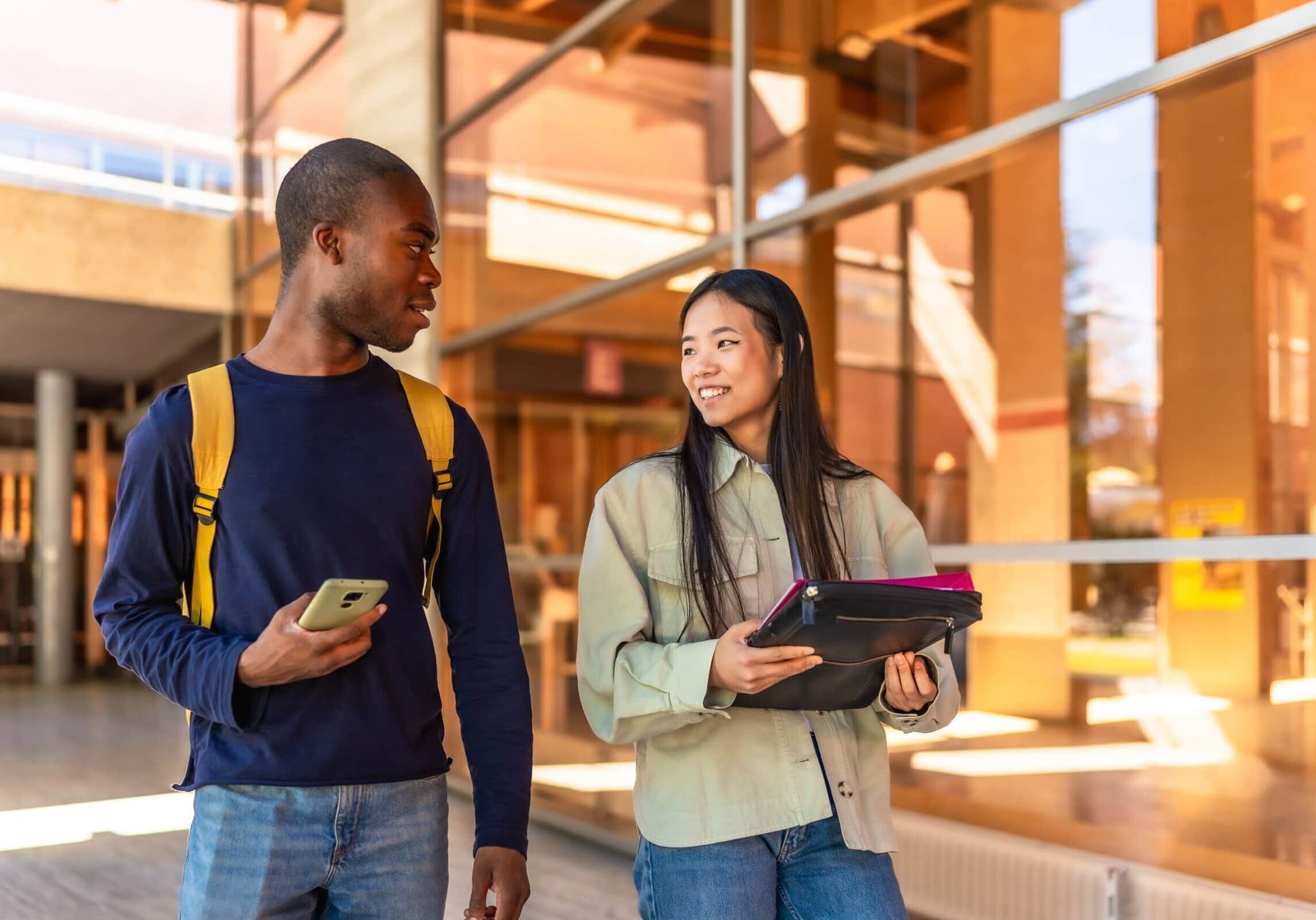 Multiracial,Chinese,And,African,American,Students,Walking,Along,The,University